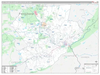 East Stroudsburg Metro Area Classic style ZIP Code wall map