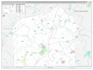 Gettysburg Metro Area Classic style ZIP Code wall map