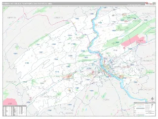 Harrisburg-Carlisle Metro Area Classic style ZIP Code wall map