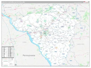 Lancaster Metro Area Classic style ZIP Code wall map
