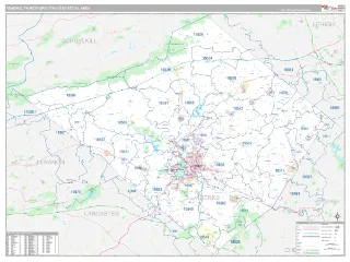 Reading Metro Area Classic style ZIP Code wall map