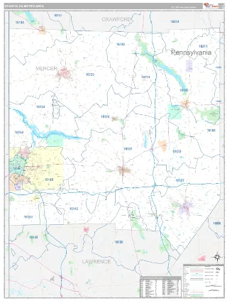 Sharon Metro Area Classic style ZIP Code wall map