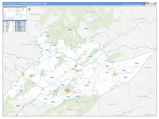 State College Metro Area Business Reference style ZIP Code wall map