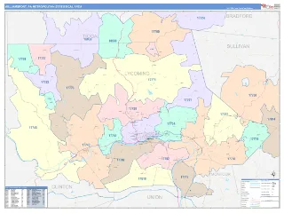 Williamsport Metro Area ColorCast style ZIP Code wall map