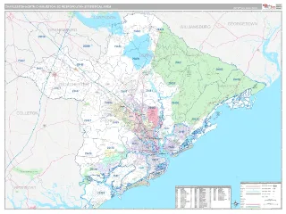 Charleston-North Charleston Metro Area Classic style ZIP Code wall map