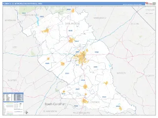 Florence Metro Area Business Reference style ZIP Code wall map