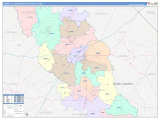 Florence Metro Area ColorCast style ZIP Code wall map