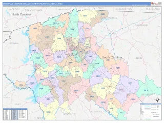 Greenville-Anderson-Mauldin Metro Area ColorCast style ZIP Code wall map