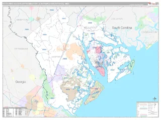 Hilton Head Island-Bluffton-Beaufort Metro Area Classic style ZIP Code wall map
