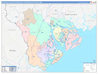 Hilton Head Island-Bluffton-Beaufort Metro Area ColorCast style ZIP Code wall map