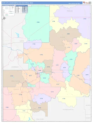 Rapid City Metro Area ColorCast style ZIP Code wall map