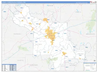 Jackson Metro Area Business Reference style ZIP Code wall map