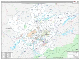Knoxville Metro Area Classic style ZIP Code wall map