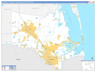 Brownsville-Harlingen Metro Area Business Reference style ZIP Code wall map