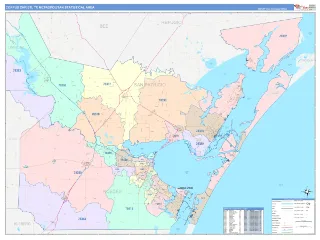 Corpus Christi Metro Area ColorCast style ZIP Code wall map