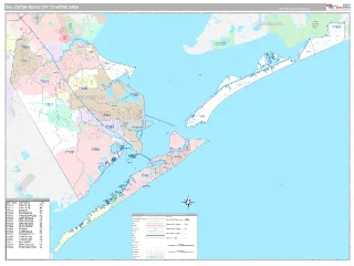 Galveston-Texas City Metro Area Classic style ZIP Code wall map