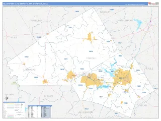 Killeen-Temple Metro Area Business Reference style ZIP Code wall map