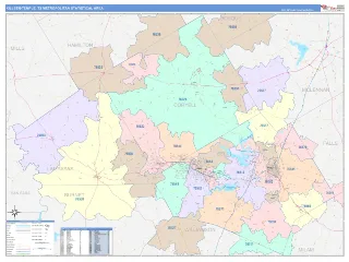 Killeen-Temple Metro Area ColorCast style ZIP Code wall map