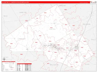 Killeen-Temple Metro Area RedLine style ZIP Code wall map