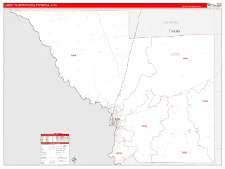 Laredo Metro Area RedLine style ZIP Code wall map