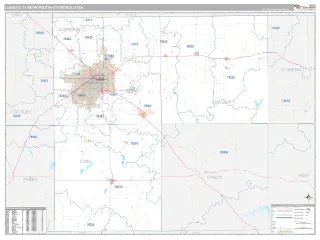 Lubbock Metro Area Classic style ZIP Code wall map