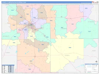 Lubbock Metro Area ColorCast style ZIP Code wall map