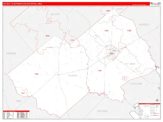 Victoria Metro Area RedLine style ZIP Code wall map