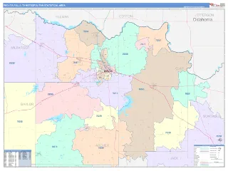 Wichita Falls Metro Area ColorCast style ZIP Code wall map