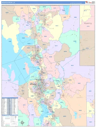 Wasatch Front Metro Area ColorCast style ZIP Code wall map