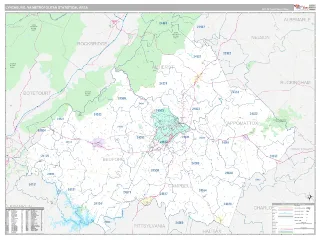 Lynchburg Metro Area Classic style ZIP Code wall map
