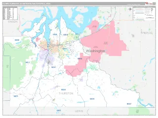 Olympia-Tumwater Metro Area Classic style ZIP Code wall map