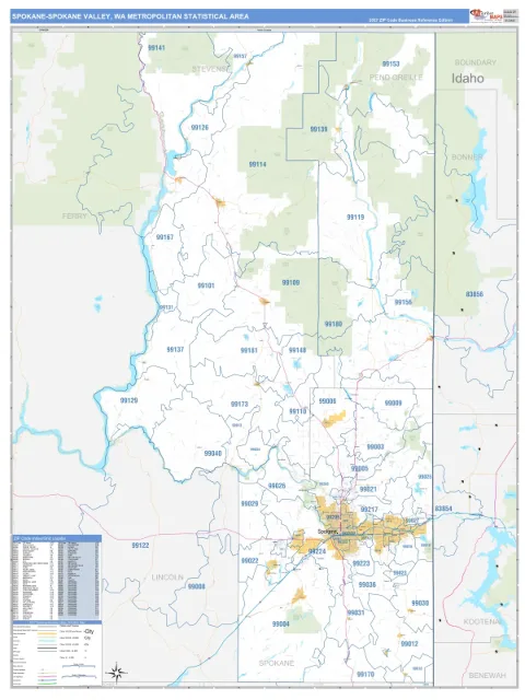 Spokane-Spokane Valley metro area map