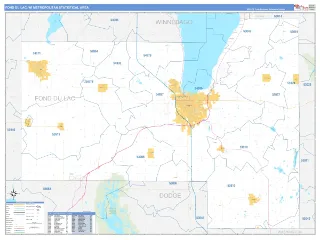 Fond du Lac Metro Area Business Reference style ZIP Code wall map