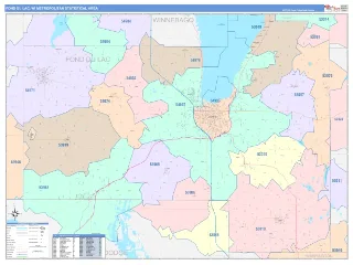 Fond du Lac Metro Area ColorCast style ZIP Code wall map