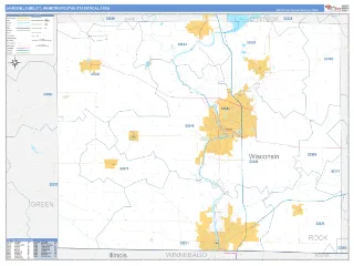 Janesville-Beloit Metro Area Business Reference style ZIP Code wall map
