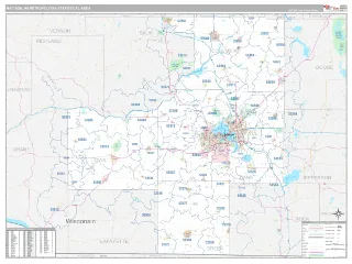 Madison Metro Area Classic style ZIP Code wall map