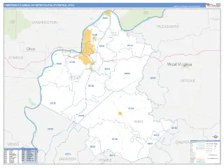 Parkersburg-Vienna Metro Area Business Reference style ZIP Code wall map