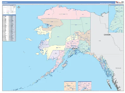 Alaska ZIP Code wall map in the ColorCast Style