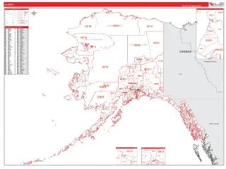 Alaska RedLine style ZIP Code wall map