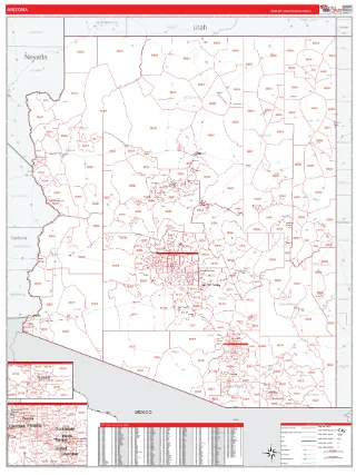 Arizona RedLine style ZIP Code wall map