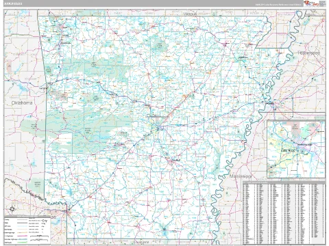 Arkansas ZIP Code wall map in the Classic Style