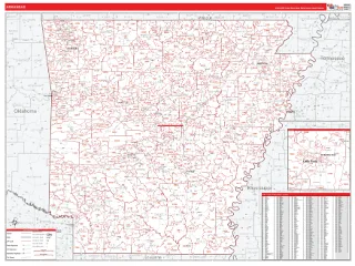 Arkansas RedLine style ZIP Code wall map