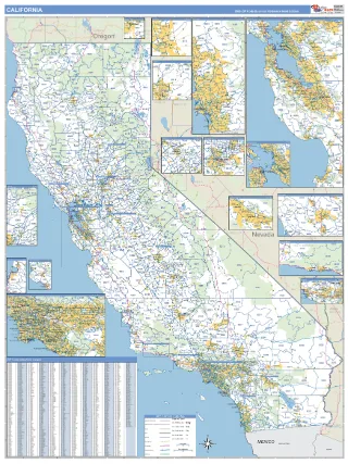 California Business Reference style ZIP Code wall map