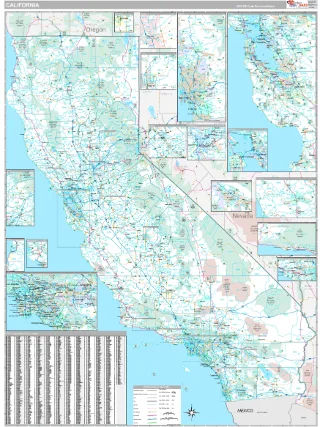 California Classic style ZIP Code wall map