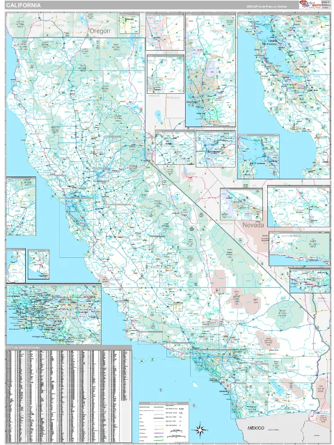 California ZIP Code wall map in the Classic Style
