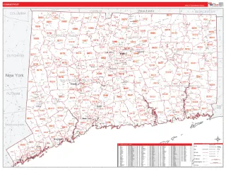 Connecticut RedLine style ZIP Code wall map