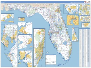 Florida Business Reference style ZIP Code wall map