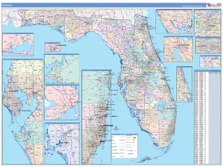 Florida ColorCast style ZIP Code wall map