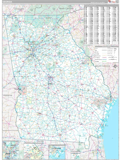 Georgia ZIP Code wall map in the Classic Style
