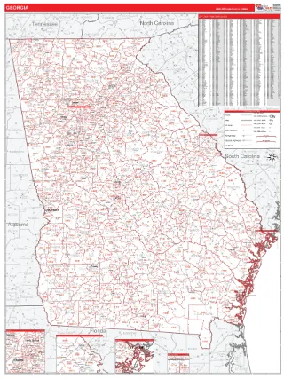 Georgia RedLine style ZIP Code wall map